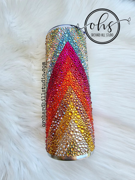 Faded Chevron Rhinestone Tumbler
