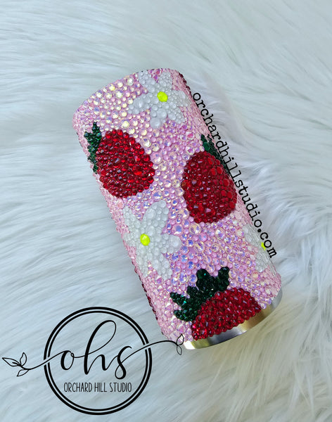 Strawberry Rhinestone Tumbler